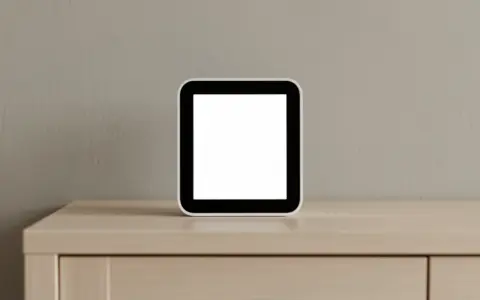 Indoor air quality monitor on an interior console table away from windows and vents