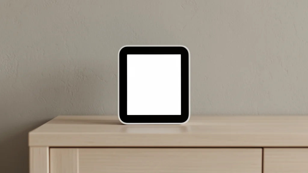 Indoor air quality monitor on an interior console table away from windows and vents