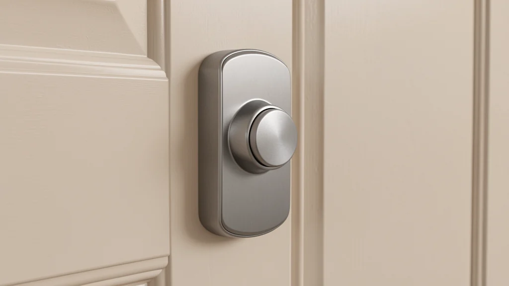 Simple smart deadbolt installed on the interior side of an entry door