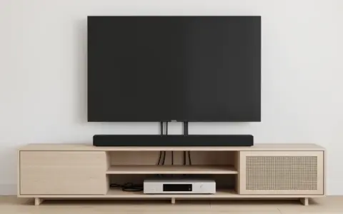 Television, soundbar, and media devices with organized cables
