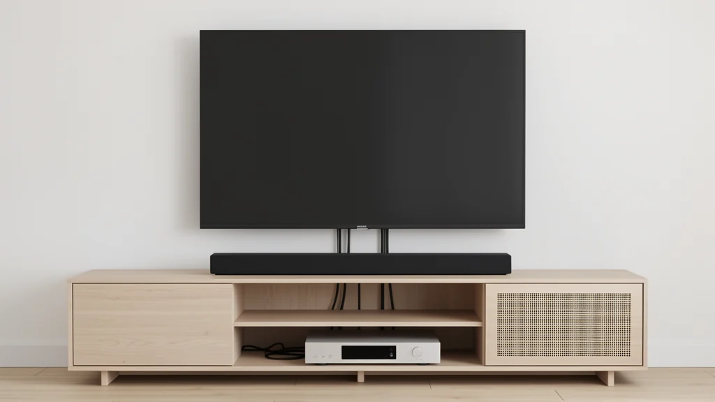 Television, soundbar, and media devices with organized cables